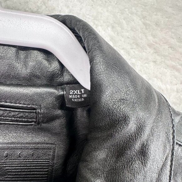 Roundtree & Yorke Jacket Mens 2 Extra Large Tall Black Leather Bomber Full Zip - Picture 6 of 12